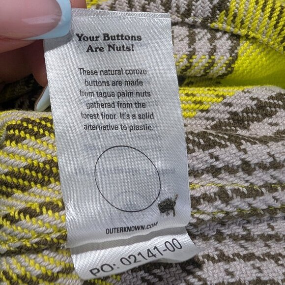 Outerknown | Women's Blanket Shirt In Electric Lime Jones Plaid - Picture 14 of 16